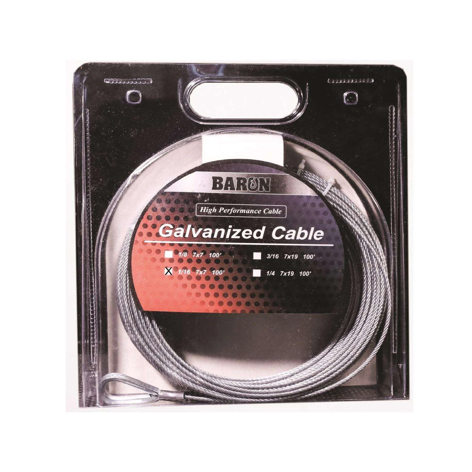 Baron Galvanized Galvanized Steel 1/16 In. D X 100 Ft. L Aircraft Cable