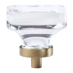 Amerock Glacio Square Cabinet Knob 1-5/16 In. Clear/Champagne 1 Pk