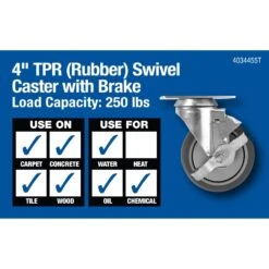 Titan 4 In. D Swivel Thermoplastic Rubber Caster 250 Lb 1 Pk