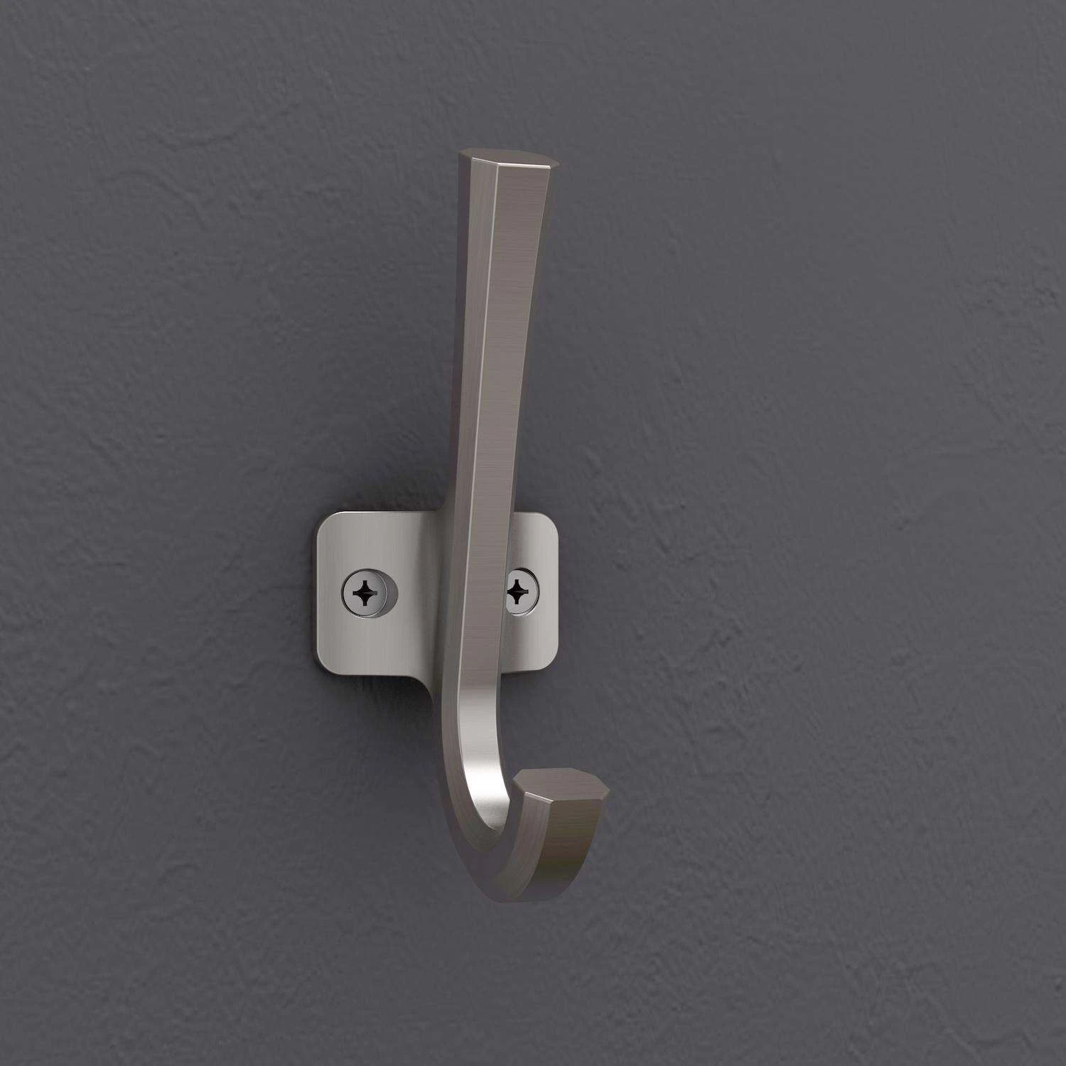 National Hardware Powell Medium Satin Nickel Silver Aluminum 4-15/16 In. L Angled Hook 60 Lb 1 Pk - Image 3