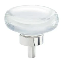 Amerock Glacio Round Cabinet Knob 1-3/4 In. D 1 In. Clear/Polished Nickel 1 Pk