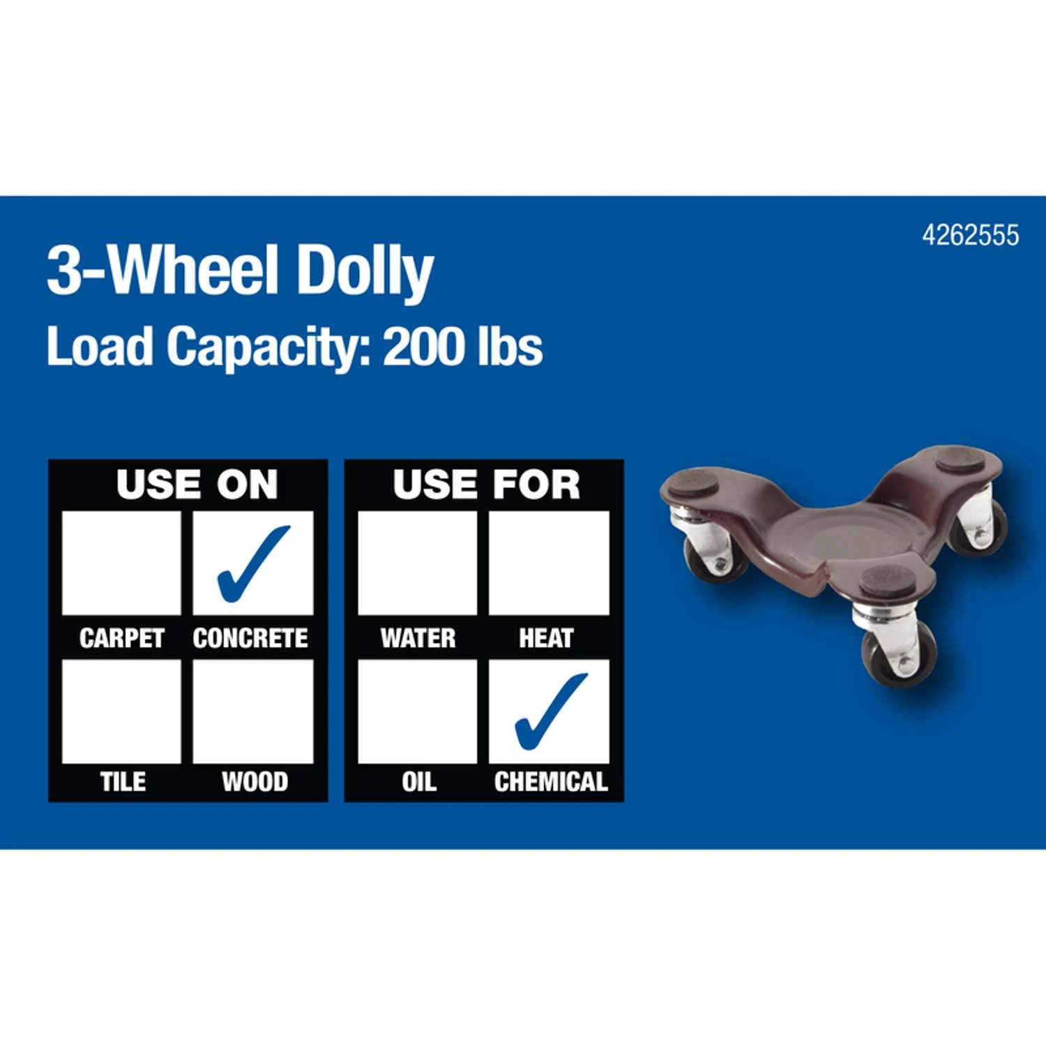 Titan 6 In. D Plastic Triple Caster 200 Lb 1 Pk