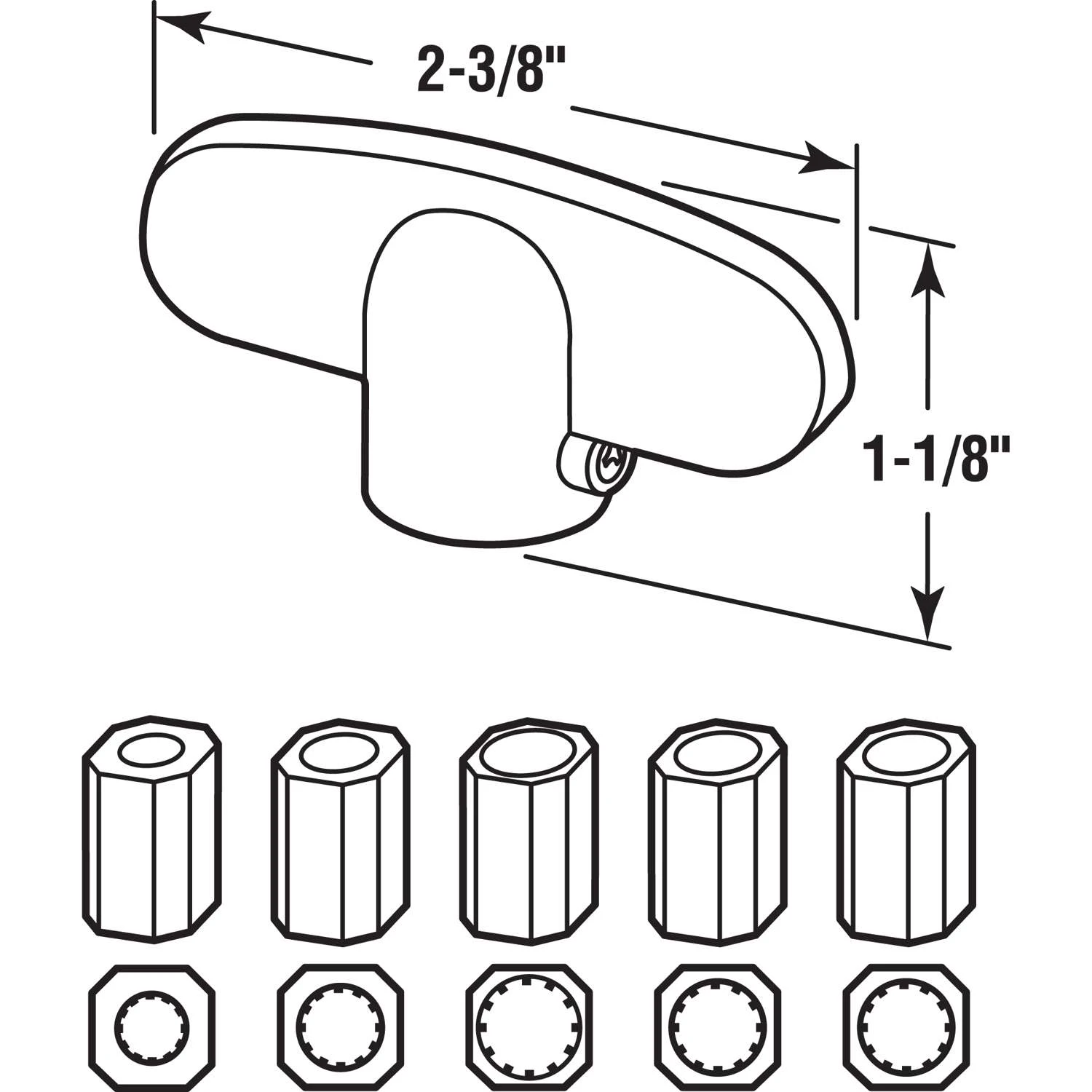 Prime-Line 2.4 In. L Die-Cast Bronze Zinc Universal Casement Tee Handles 2 Pk - Image 2