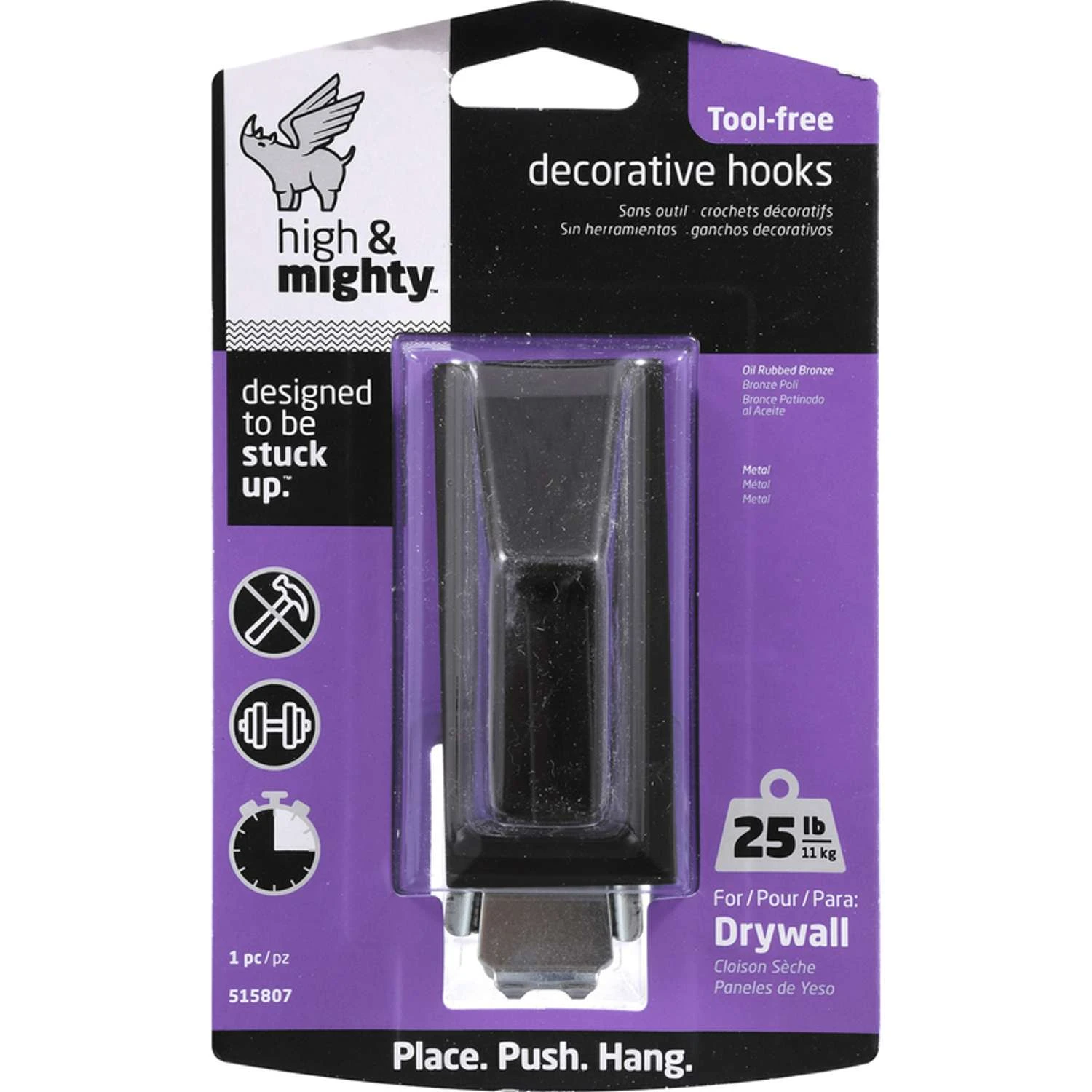 Hillman High & Mighty 3.5 In. L Oil Rubbed Bronze Brown Steel Decorative Hooks 25 Lb. Cap. 1 Pk