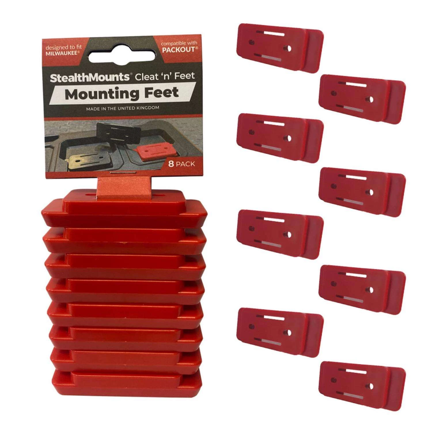 StealthMounts Red ABS Mounting Feet Tool Organizer 8 Pk