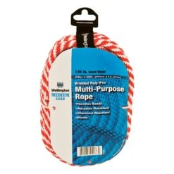 Wellington 3/8 In. D X 50 Ft. L Red/White Solid Braided Poly Derby Rope