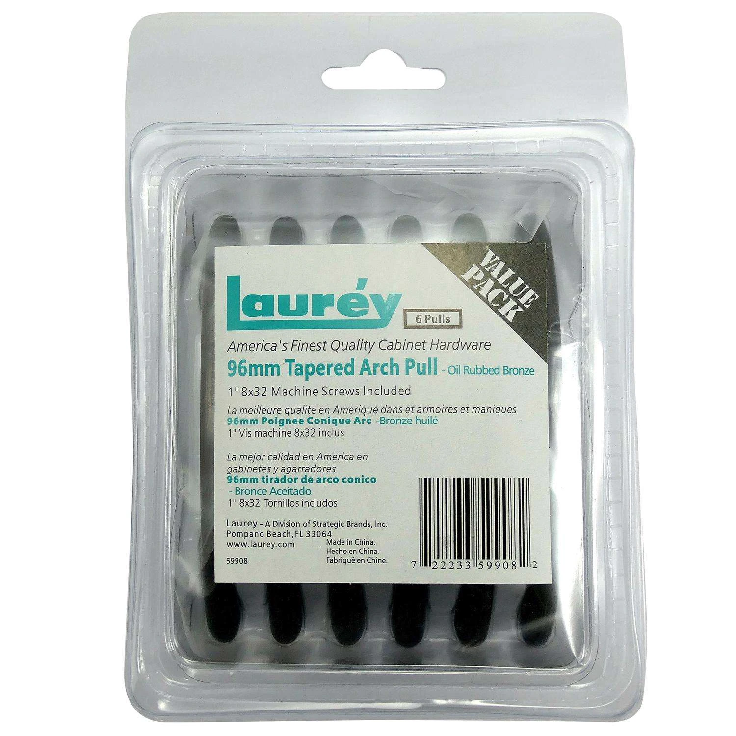 Laurey Danica Tapered Bow Cabinet Pull 3-3/4 In. Oil Rubbed Bronze Black 6 Pk