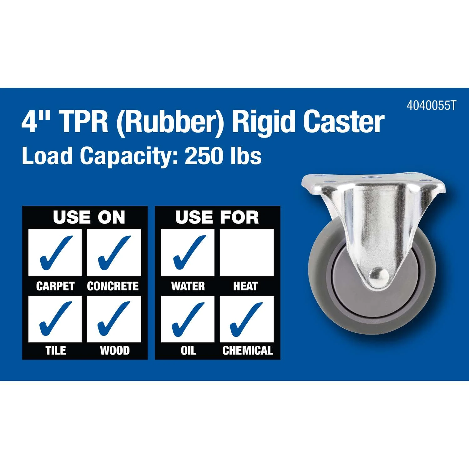 Titan 4 In. D Thermoplastic Rubber Rigid Caster 250 Lb 1 Pk