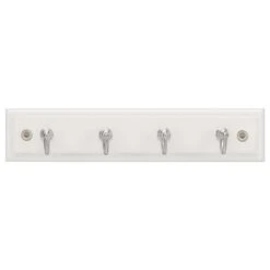 Hickory Hardware 8 In. L Satin Nickel White Wood Hook Rack 1 Pk
