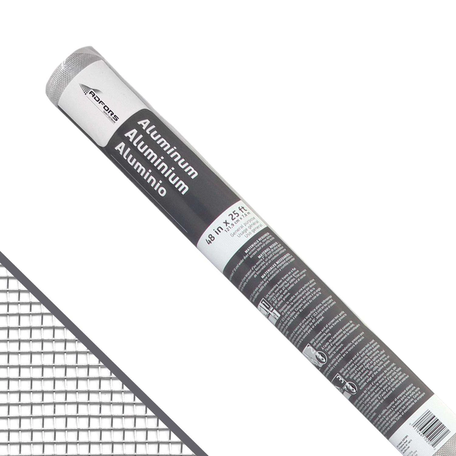 Saint-Gobain ADFORS 48 In. W X 25 Ft. L Silver Aluminum Insect Screen Cloth