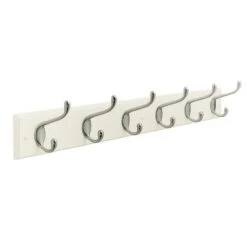 Amerock 27 In. L Silver/White Fiberboard/Zinc Medium Hook Rack 1 Pk