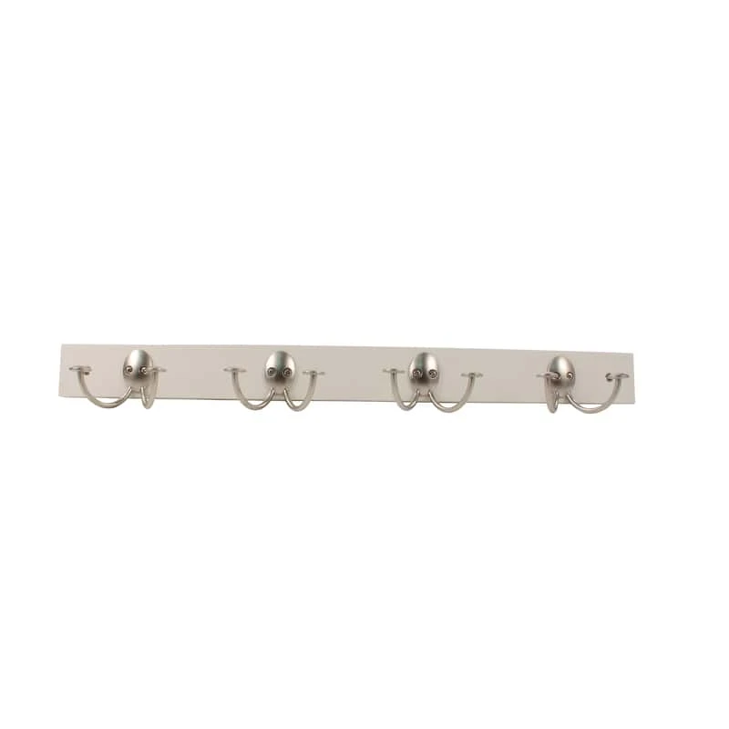 Spectrum 24 In. L Satin Nickel White Steel/Wood Hook Rack 1 Pk