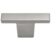 Laurey Cosmopolitan Traditional T-Shape Cabinet Knob 2 In. D 1-1/9 In. Satin Nickel 10 Pk
