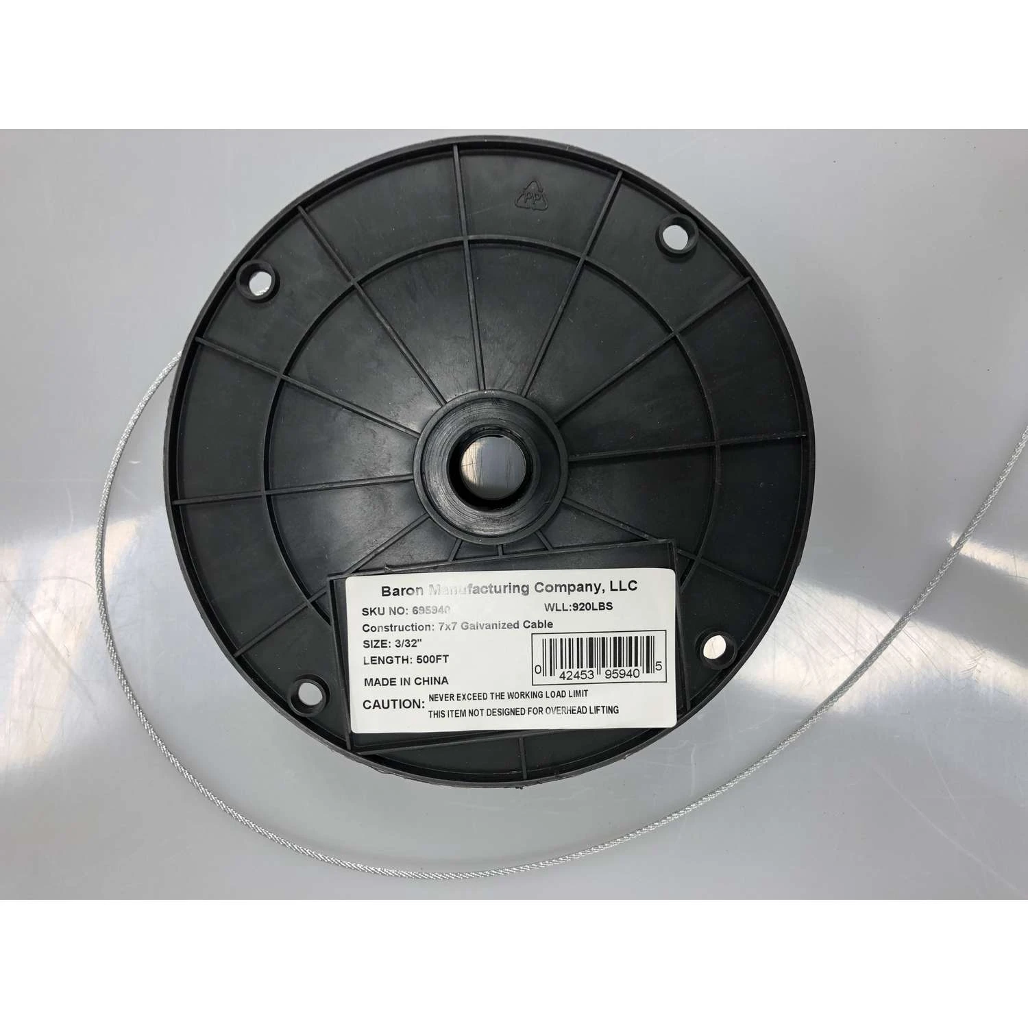 Baron Zinc Plated Galvanized Steel 0.09375 In. D X 500 Ft. L Cable