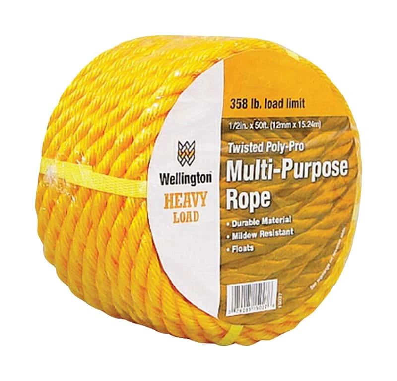 Wellington 1/2 In. D X 50 Ft. L Yellow Twisted Poly Rope