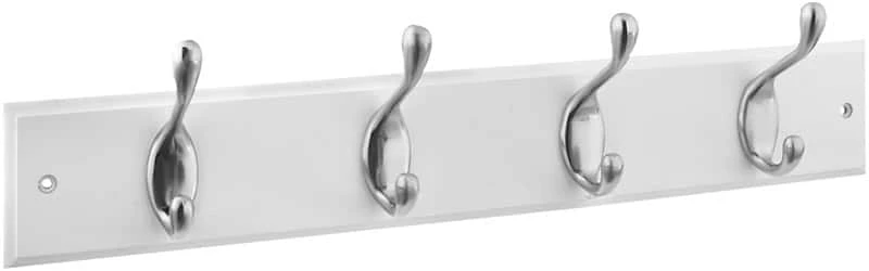 National Hardware 18 In. L Satin Nickel Wood Hook Rack 1 Pk