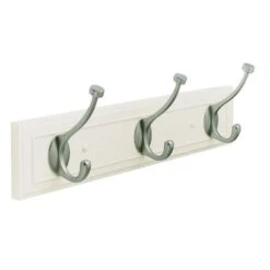 Amerock 18 In. L Satin Nickel White Fiberboard/Zinc Medium Hook Rack 1 Pk