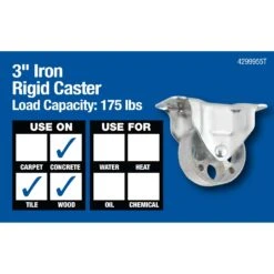 Titan 3 In. D Cast Iron Rigid Caster 175 Lb 1 Pk