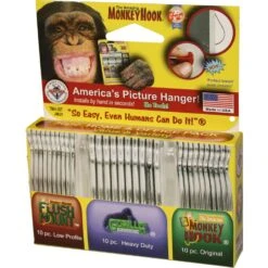 Hillman Monkey Hook Value & Variety Pack Galvanized Silver Monkey Picture Hanging Set 40 Lb 30 Pk
