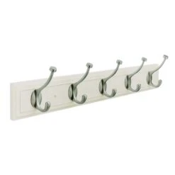 Amerock 27 In. L Silver/White Pine/Zinc Medium 5-Hook Rack 1 Pk