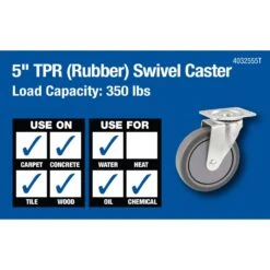 Titan 5 In. D Swivel Rubber Caster 350 Lb 1 Pk