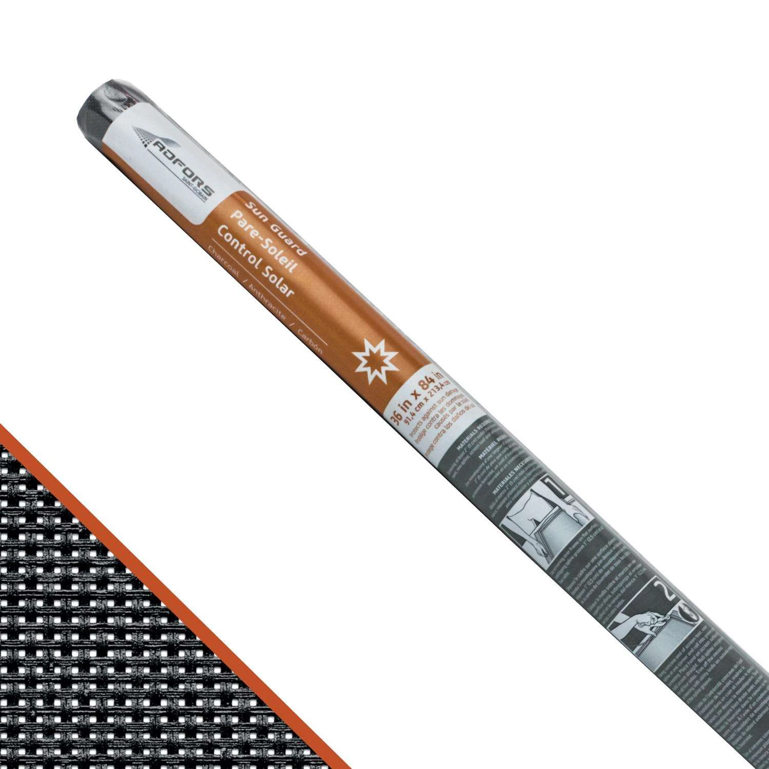 Saint-Gobain ADFORS 36 In. W X 7 Ft. L Charcoal Fiberglass Solar Screen