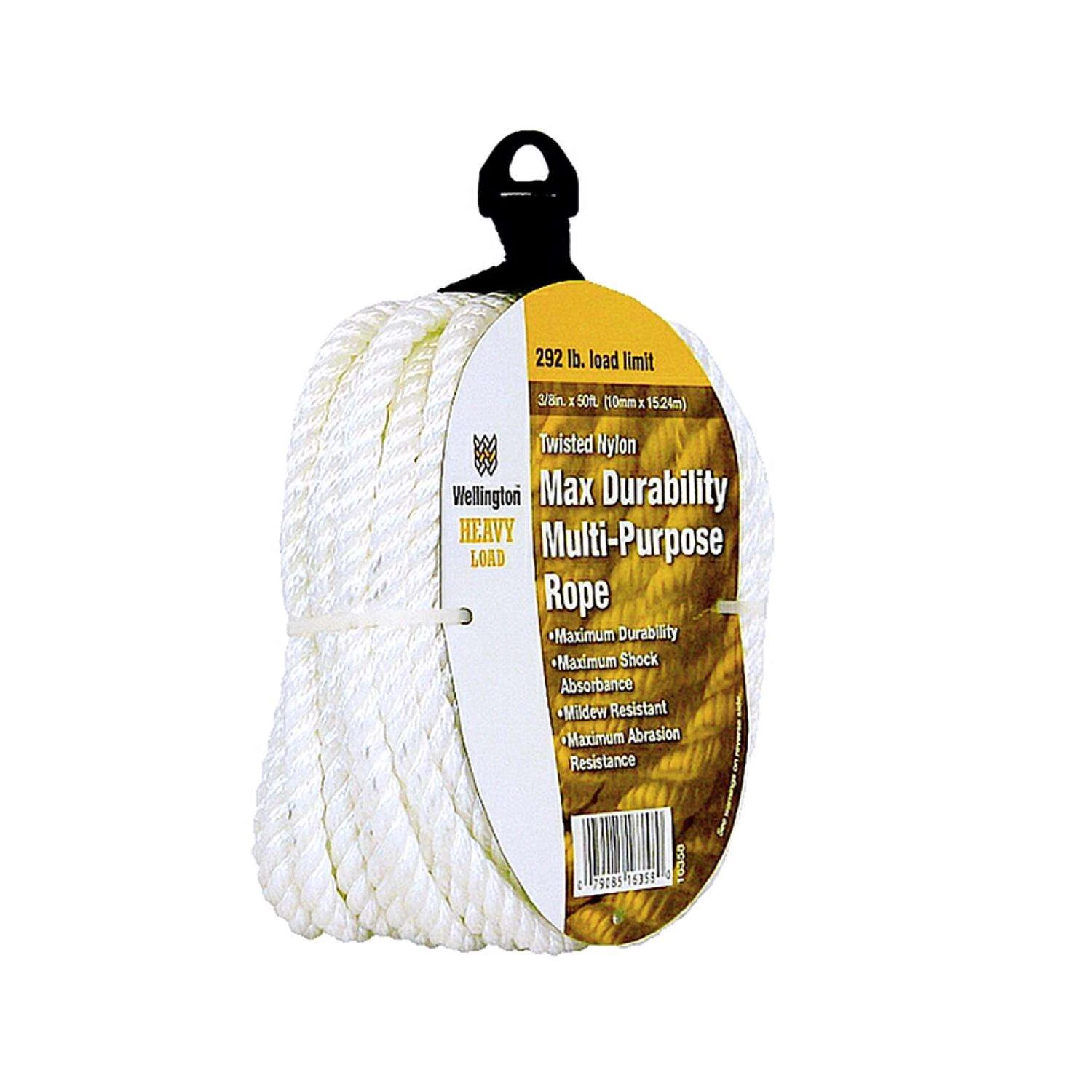 Wellington 3/8 In. D X 50 Ft. L White Twisted Nylon Rope