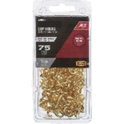 Ace Small Bright Brass Brass 7/8 In. L Cup Hook 10 Lb 75 Pk