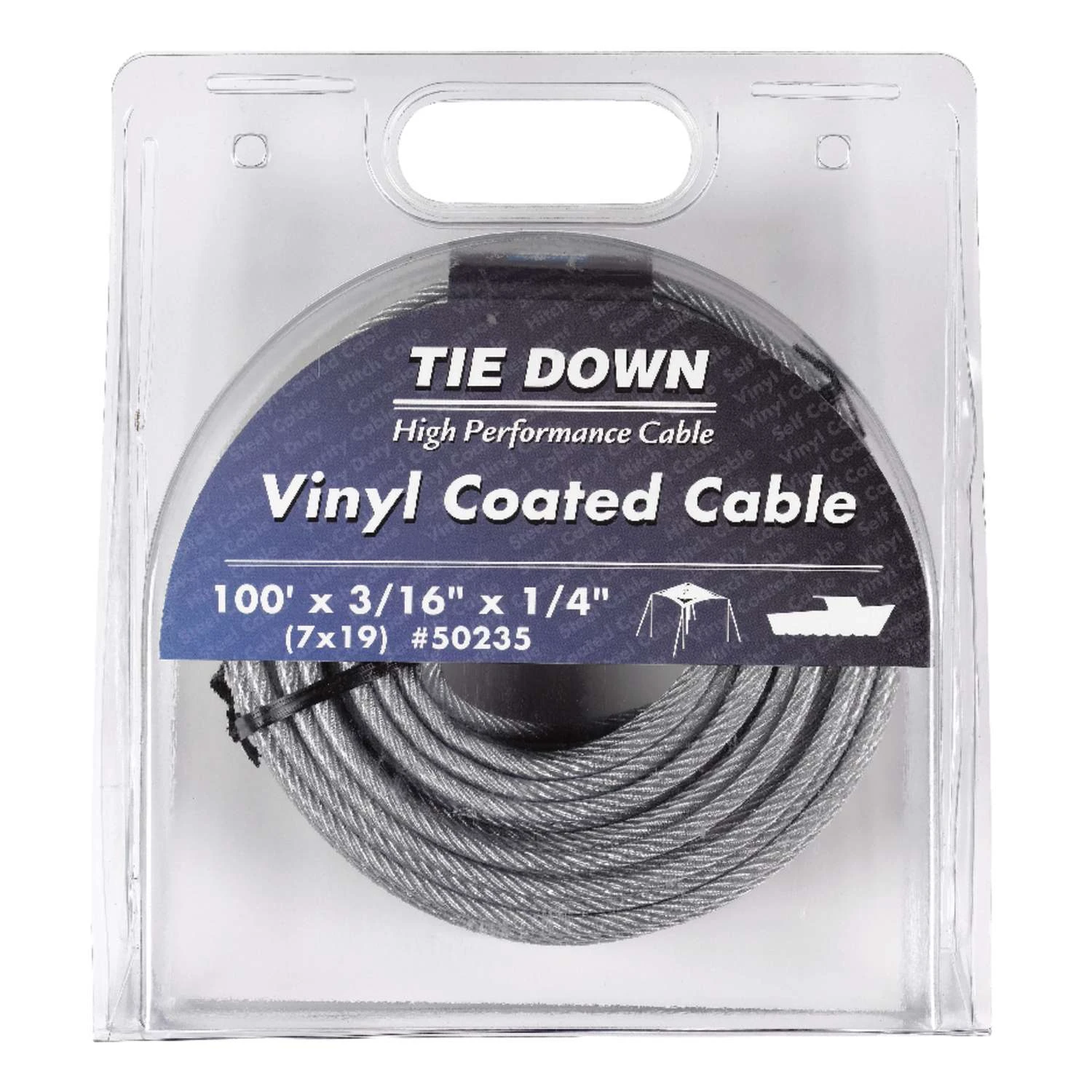 Tie Down Engineering Vinyl Coated Galvanized Steel 3/16 In. D X 100 Ft. L Aircraft Cable