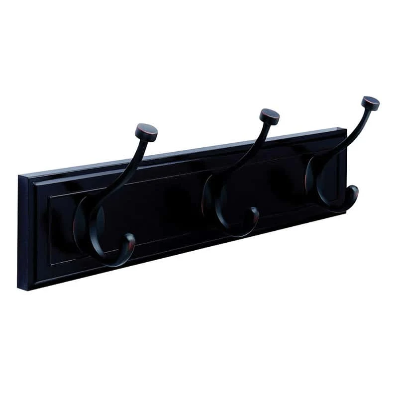Amerock 18 In. L Mahogany/Oil Rubbed Bronze Fiberboard/Zinc Medium Hook Rack 1 Pk