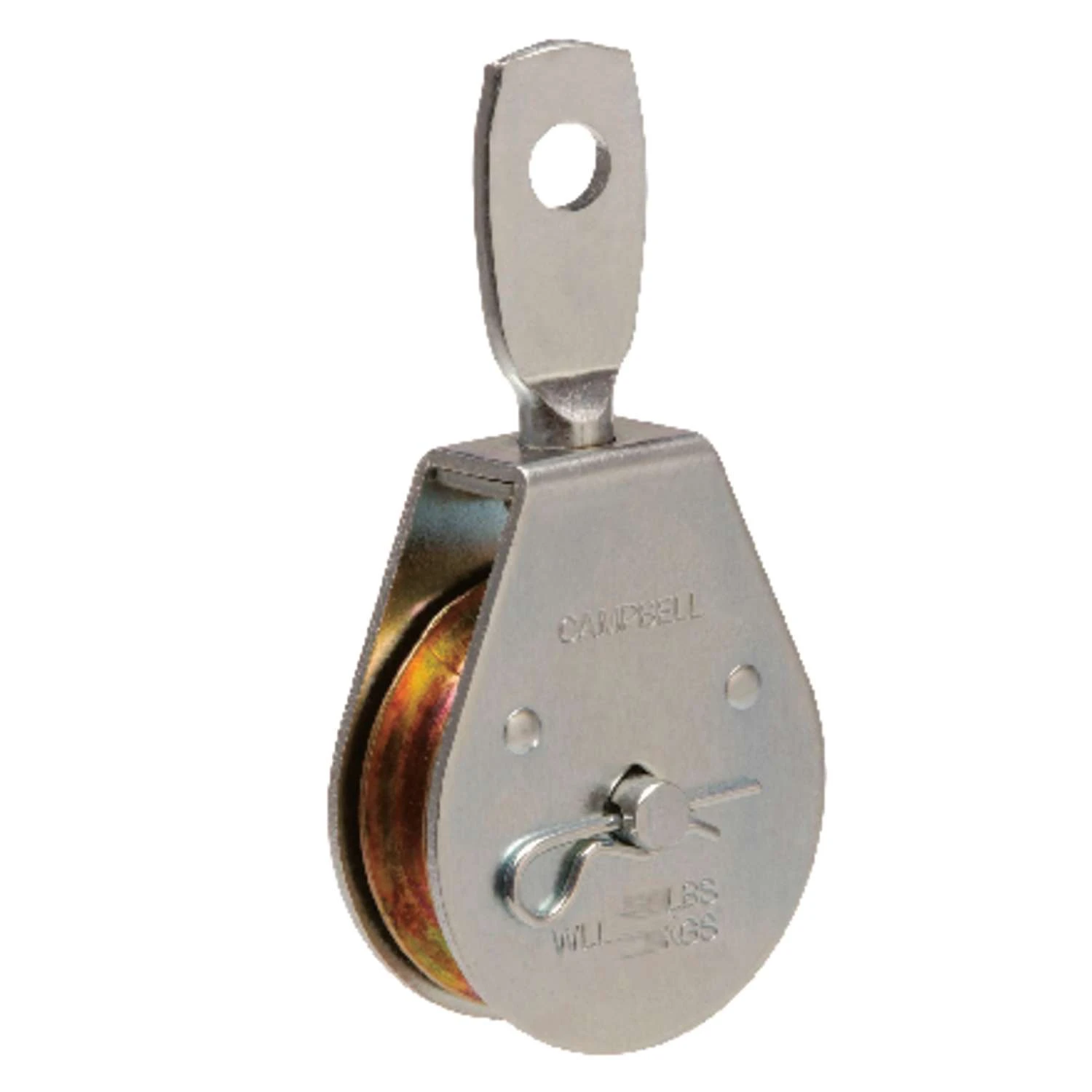 Campbell 3 In. D Zinc Plated Steel Swivel Eye Single Sheave Swivel Eye Pulley
