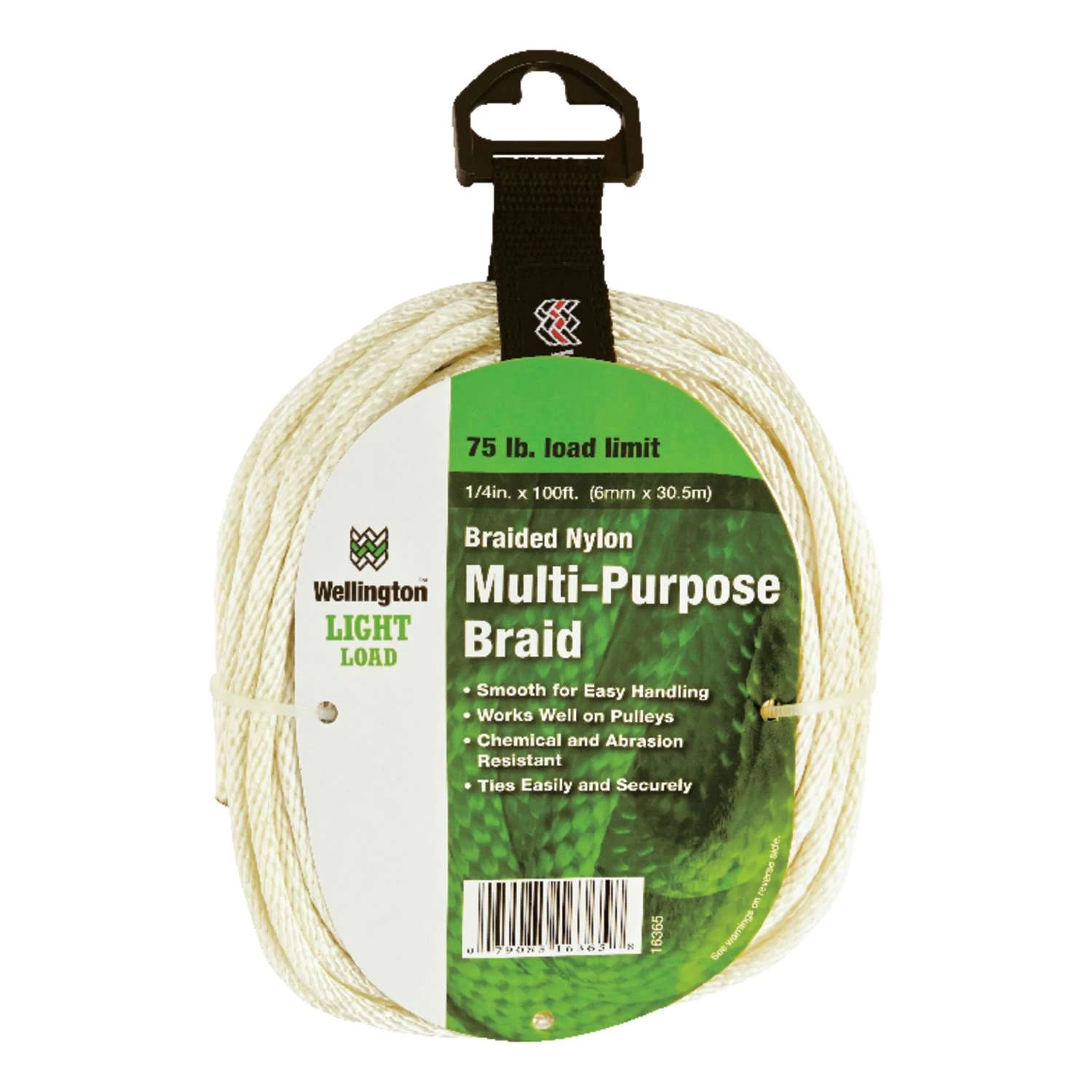 Wellington 1/4 In. D X 100 Ft. L White Solid Braided Nylon Rope