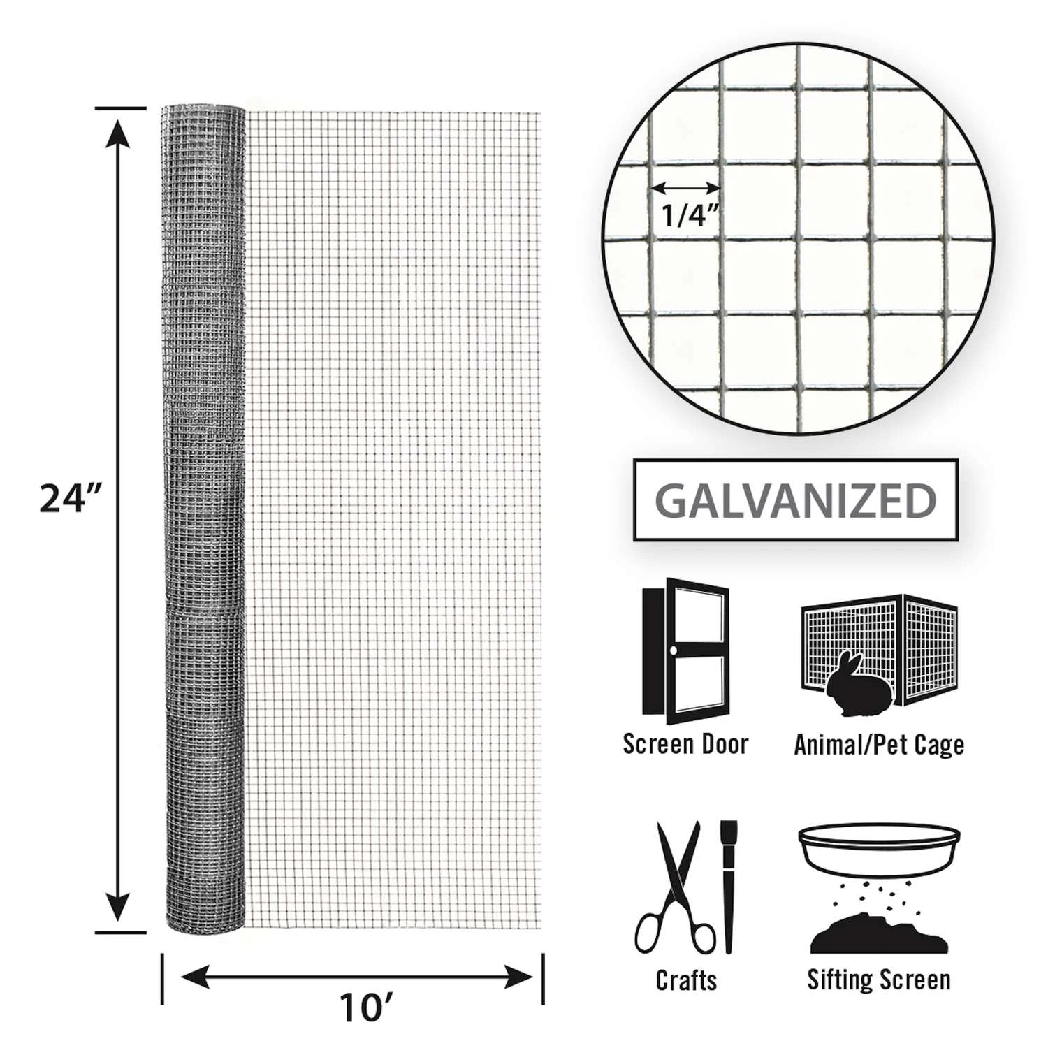 Garden Craft 24 In. H X 10 Ft. L Galvanized Steel Hardware Cloth 1/4 In. - Image 2