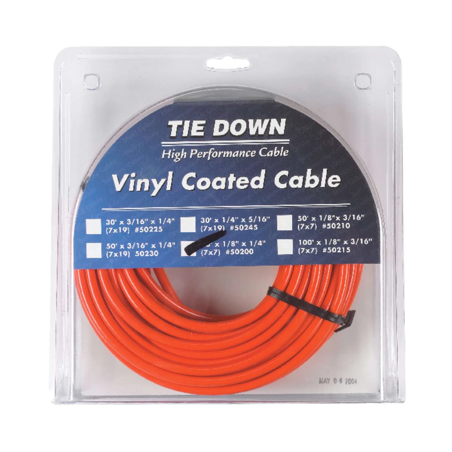 Tie Down Engineering Vinyl Coated Galvanized Steel 1/8 In. D X 50 Ft. L Aircraft Cable