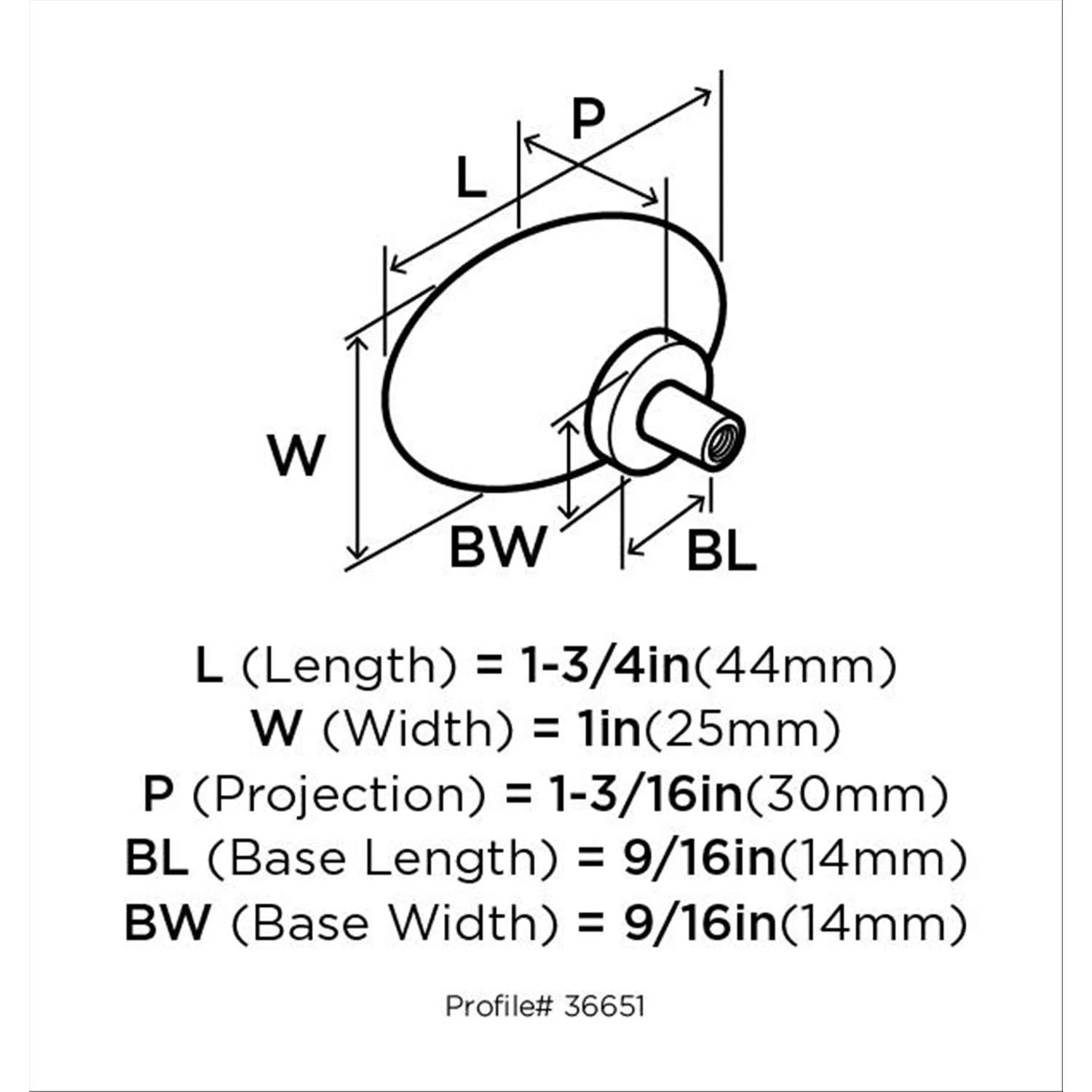 Amerock Glacio Oval Cabinet Knob 1-3/16 In. Satin Nickel 1 Pk - Image 4