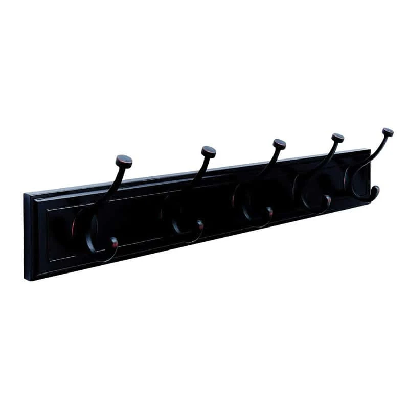 Amerock 27 In. L Mahogany/Oil Rubbed Bronze Fiberboard/Zinc Medium Hook Rack 1 Pk