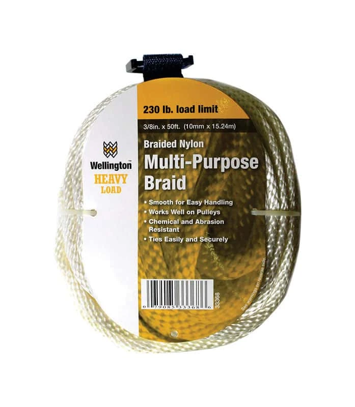 Wellington 3/8 In. D X 50 Ft. L White Solid Braided Nylon Rope