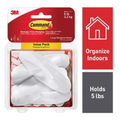 3M Command Large Plastic Designer Hooks 4.125 In. L 4 Pk