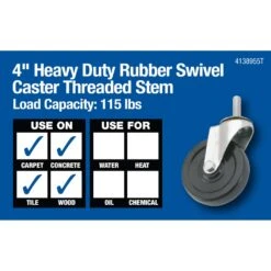 Titan 4 In. D Swivel Rubber Caster 115 Lb 1 Pk