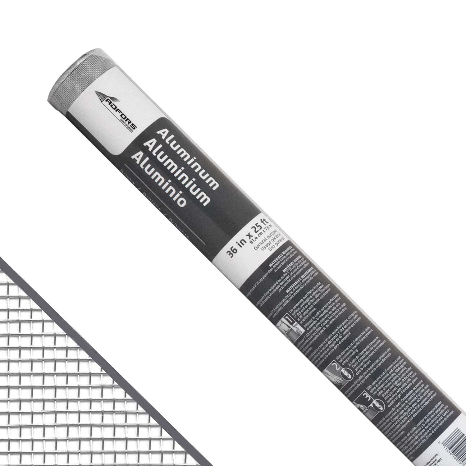 Saint-Gobain ADFORS 36 In. W X 25 Ft. L Gray Aluminum Insect Screen Cloth