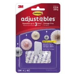 3M Command Adjustables Small Brushed Clear Plastic 1.03 In. L Hook 0.5 Lb 14 Pk